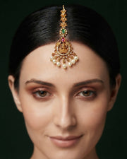 Gold Plated Artificial Beaded Maang Tikka Head Jewellery