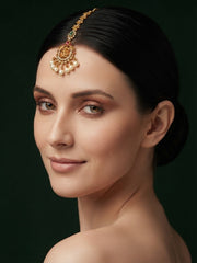 Gold Plated Artificial Beaded Maang Tikka Head Jewellery