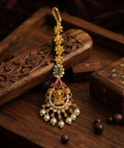 Gold Plated Artificial Beaded Maang Tikka Head Jewellery