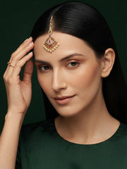 Gold Plated Artificial Beaded Maang Tikka Head Jewellery