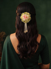 Rose Flower With Pearls Tassels Hair Accessory