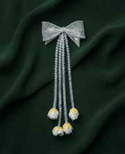 Fancy Bow With Pearls Tassels Hair Accessory