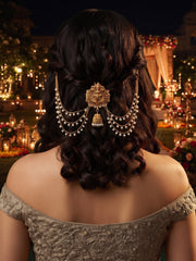 Gold Plated Pearls Beaded Bridal Hair Accessory