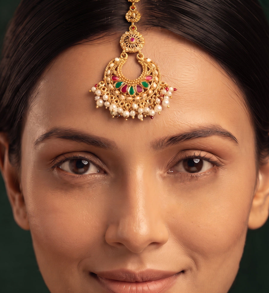 Gold-Plated Mang Tikka Head Jewellery