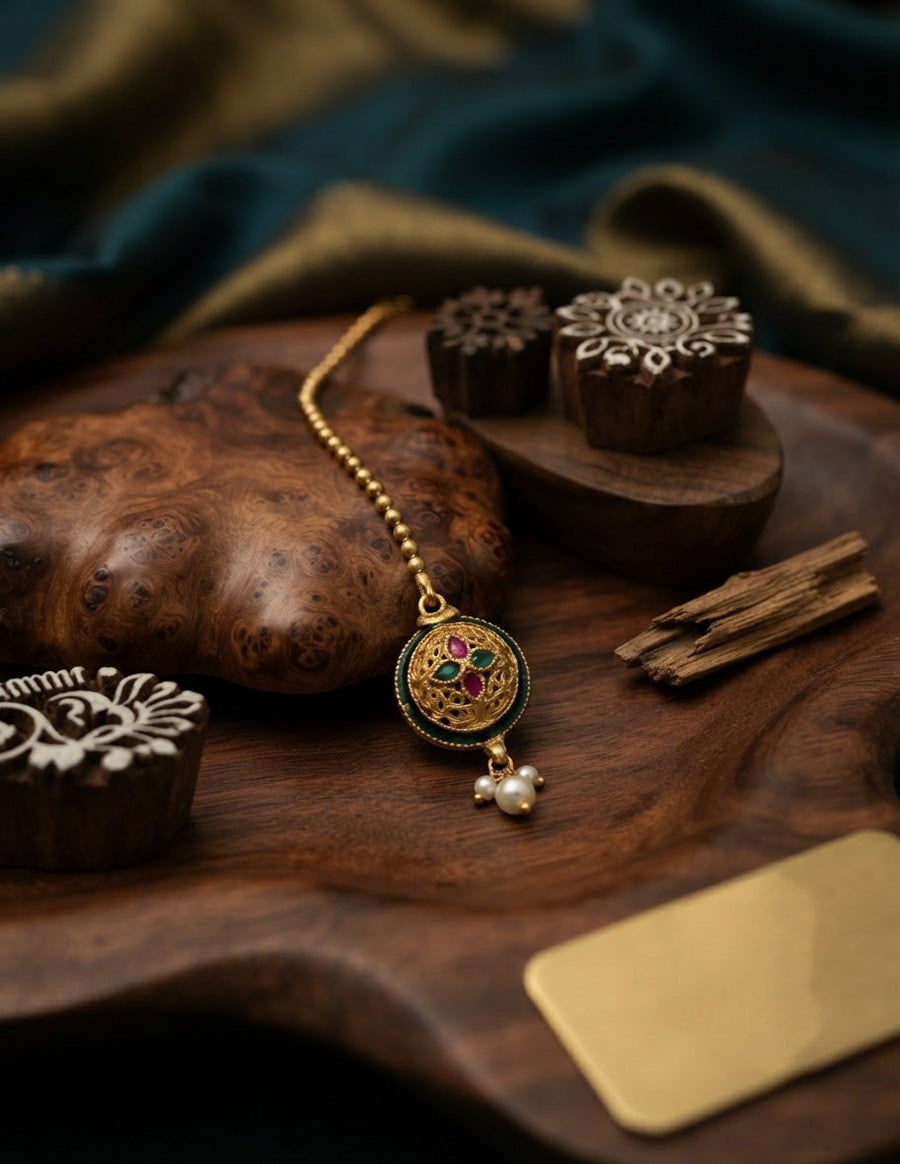 Gold-Plated Mang Tikka Head Jewellery