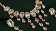 Rose Gold Plated Kundan & Diamond Jewellery Set