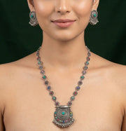 Women Silver Plated Rani Har Jewellery Set