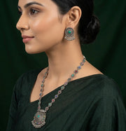 Women Silver Plated Rani Har Jewellery Set