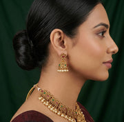 Women Gold Plated Traditional Tample Jewellery Set