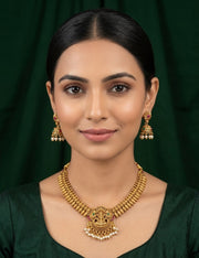 Women Gold Plated Traditional Tample Jewellery Set
