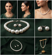 Beautiful White Pearls Statement Jewellery Set For Women
