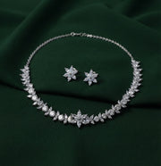 Women Silver Plated American Diamond Jewellery Set