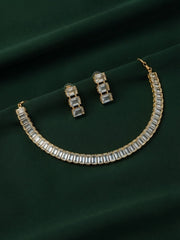 Women Gold Plated American Diamond Jewellery Set