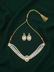 Women Gold Plated Pearls Choker Jewellery Set