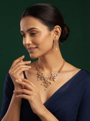 Women Gold Plated Kundan Beaded Jewellery Set