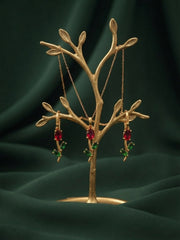 Gold-Toned Floral Pendant Necklace & Matching Earrings Jewellery Set