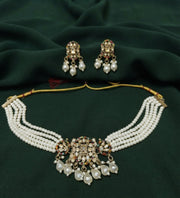 Women Gold Plated Pearls Choker Jewellery Set