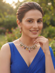 Women Gold Plated Multicolor Beaded Jewellery Set