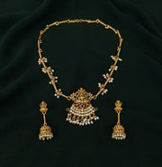 Gold-Toned Traditional Laxmi Mata Temple Jewellery Set