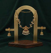 Gold-Toned Traditional Laxmi Mata Temple Jewellery Set