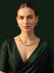 Gold-Toned Minimal Necklace with Earrings Jewellery Set