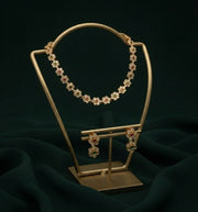 Gold-Toned Minimal Necklace with Earrings Jewellery Set