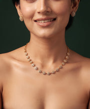 Women Gold Plated Trendy Floral Diamond Jewellery Set
