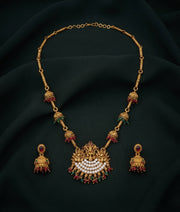 Gold-Toned Traditional Laxmi Mata Temple Jewellery Set