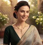 Gold-Toned Minimal Deign AD Stone Jewellery Set