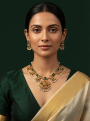 Gold-Toned Traditional Laxmi Mata Temple Jewellery Set