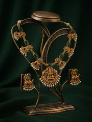 Gold-Toned Traditional Laxmi Mata Temple Jewellery Set