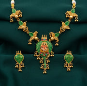 Women Gold Plated Leaf & Ganesha Traditional Jewellery Set