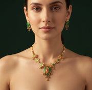Women Gold Plated Leaf & Ganesha Traditional Jewellery Set