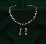 Women Gold Plated Trendy Floral Diamond Jewellery Set