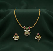Gold-Toned Minimal Necklace with Earrings Jewellery Set