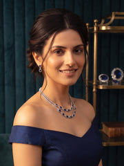 Women Silver Plated Fancy Stone & Diamond Jewellery Set