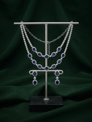 Women Silver Plated Fancy Stone & Diamond Jewellery Set