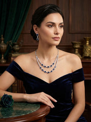 Women Silver Plated Fancy Stone & Diamond Jewellery Set