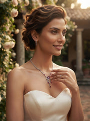 Women Silver Plated Fancy Stone & Diamond Jewellery Set