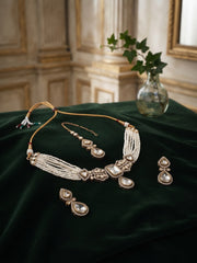 Women Gold Plated Pearls Choker Jewellery Set
