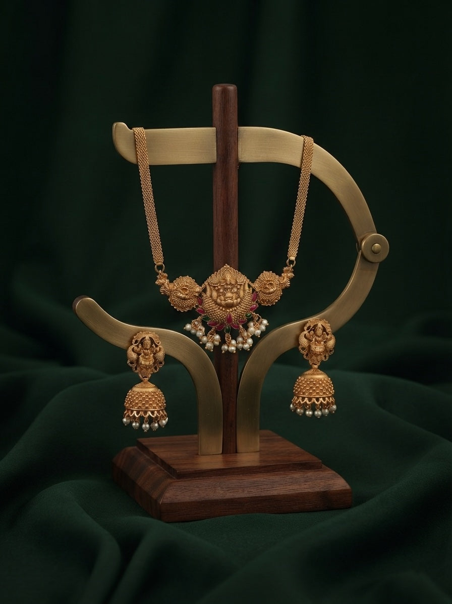 Gold-Toned Traditional Temple Choker Jewellery Set