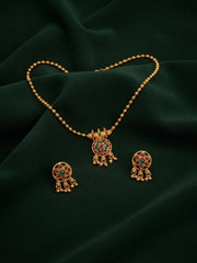 Gold-Toned Minimal Necklace with Earrings Jewellery Set