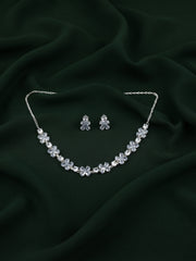 Women Silver Plated American Diamod Beaded Jewellery Set