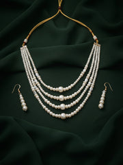 Beautiful White Pearls Statement Jewellery Set with Bracelete