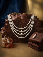 Beautiful White Pearls Statement Jewellery Set with Bracelete