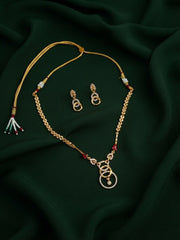 Women Gold Plated Ston Beaded Minimal Jewellery Set