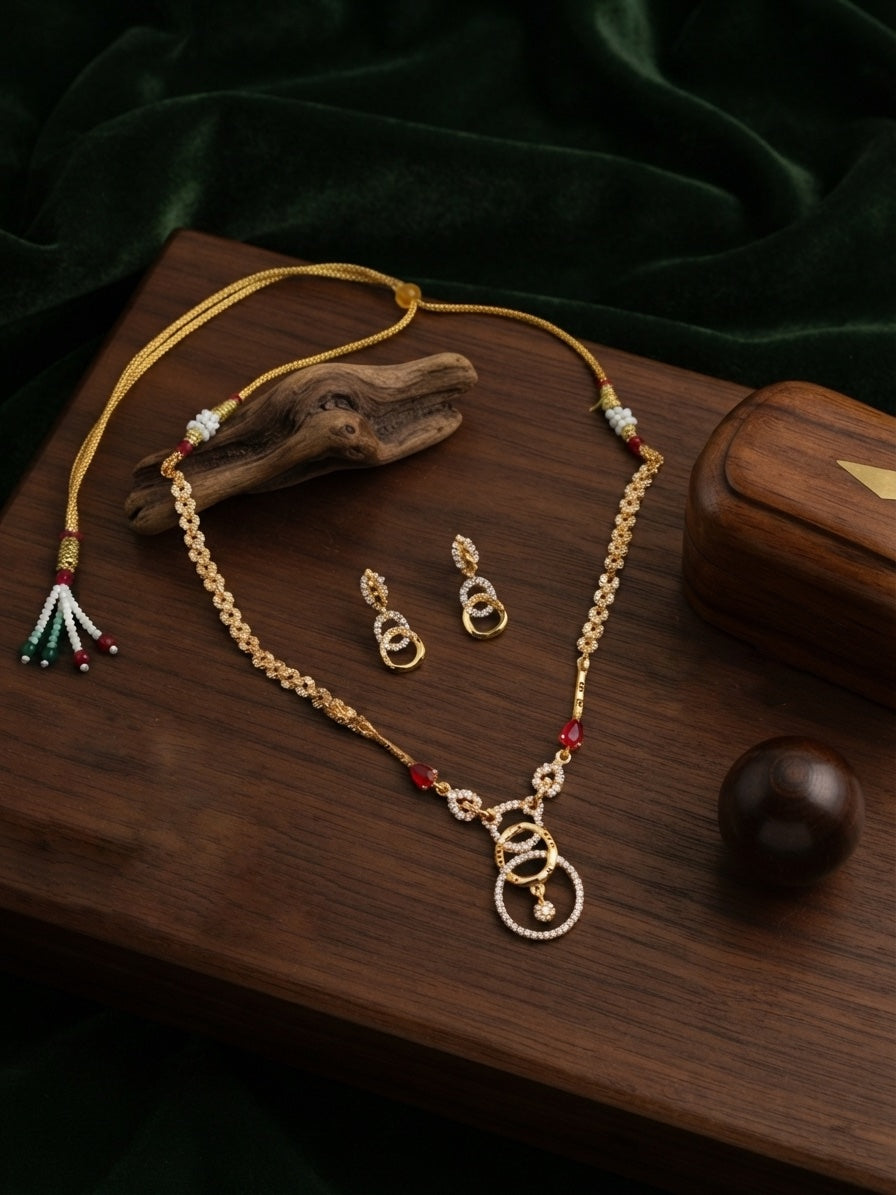 Women Gold Plated Ston Beaded Minimal Jewellery Set