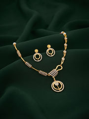 Gold-Toned Minimal Deign AD Stone Jewellery Set