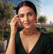 Women Gold Plated Traditional Choker Jewellery Set