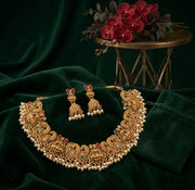 Gold-Toned Traditional Laxmi Mata Temple Jewellery Set